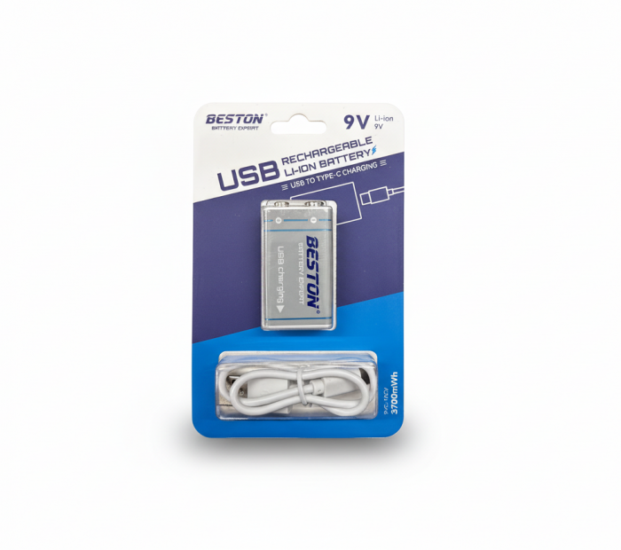 Презареждаема батерия с USB Type-C BESTON Li-ion 9V 3700mWh