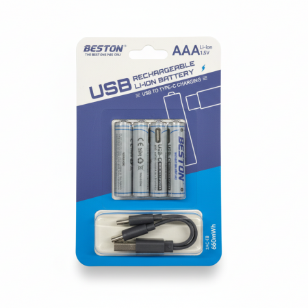 Презареждаеми батерии ААA с USB Type-C BESTON Li-ion 1.5V 660mWh