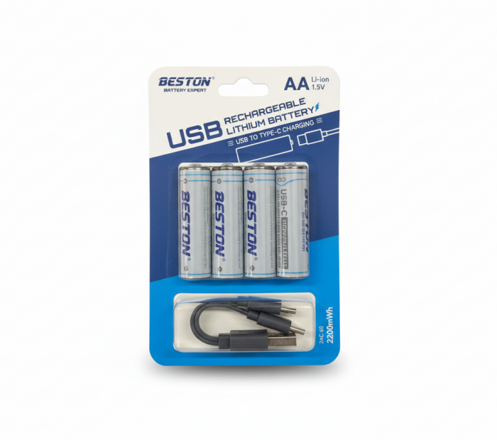 Презареждаеми батерии АА с USB Type-C BESTON Li-ion 1.5V 2200mWh