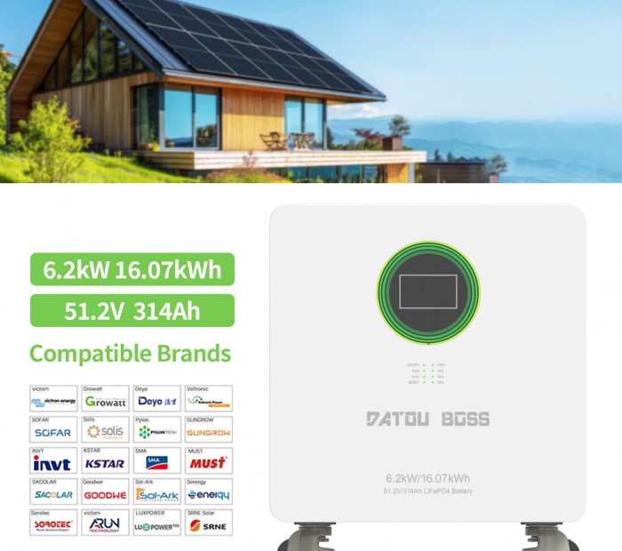 Енергийна система DATOUBOSS - 6,2kW хибриден инвертор+ 16,07kWh LiFePO4 батерия 